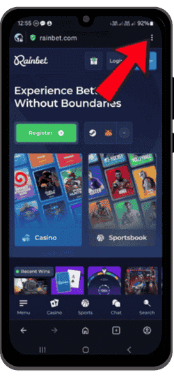 Open browser menu